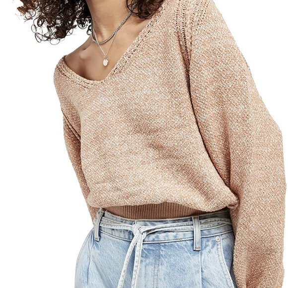 Free People Sweaters - Free People Riptide VNeck Pink Sand Combo Sweater
